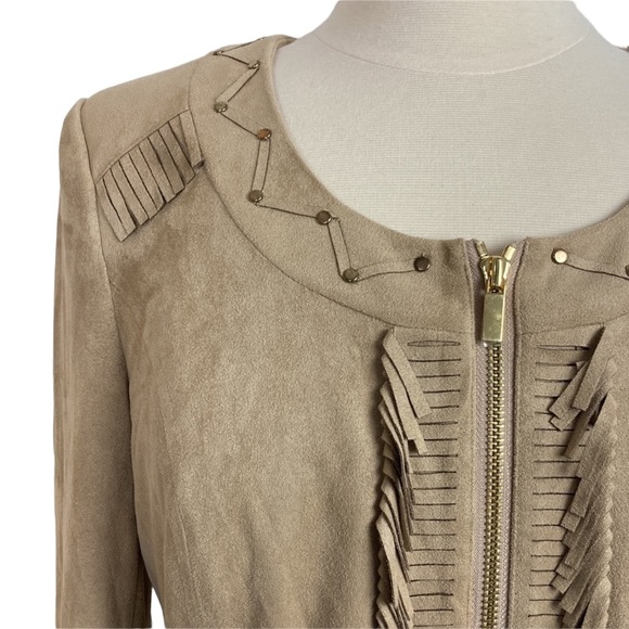 Cache Tan Faux Suede Fringed Jacket - Picture 4 of 15